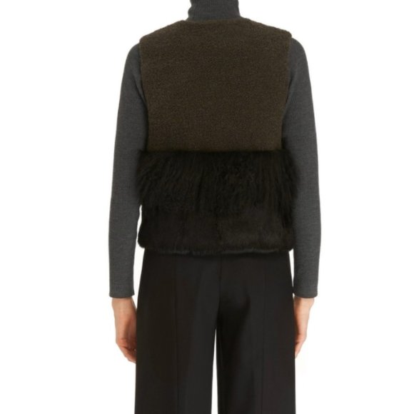 Like New Authentic Tory Burch Roseanne Boucle Wool/Fur Vest, L - Picture 7 of 8